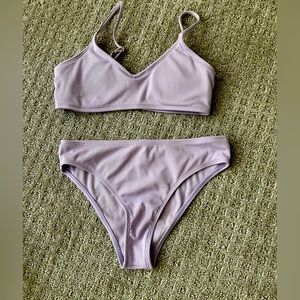 2 piece ribbed lavender bikini (shein)